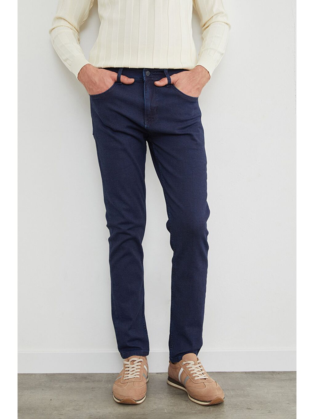 Mavi Fermuarlı Regular Fit Jean-1