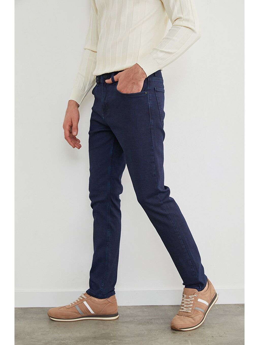 Mavi Fermuarlı Regular Fit Jean-3