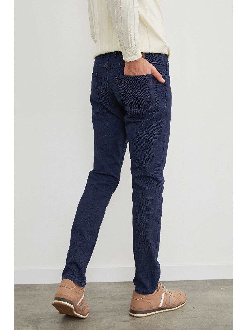 Mavi Fermuarlı Regular Fit Jean-4