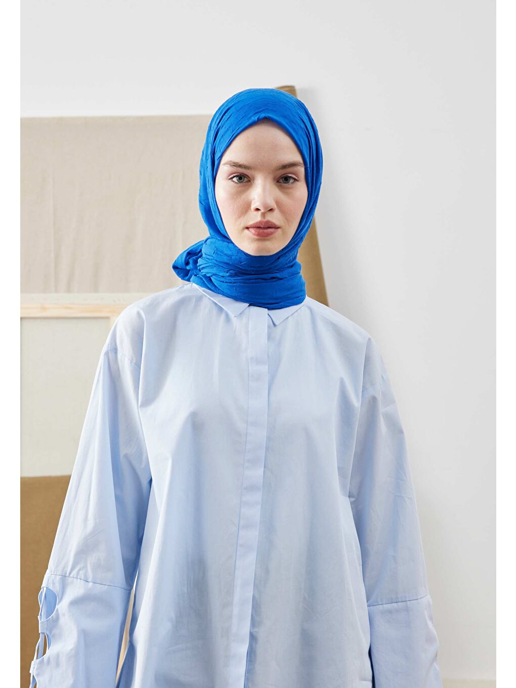 Bambu Şal Saks Mavisi-1