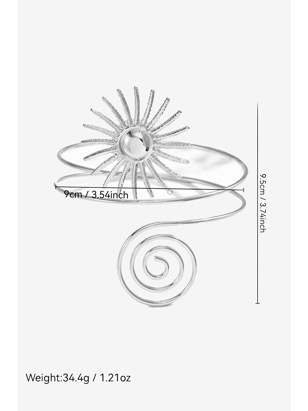 Gri Güneş ve Helezon Detaylı Pazu Bandı Üst Kol Bilekliği-1