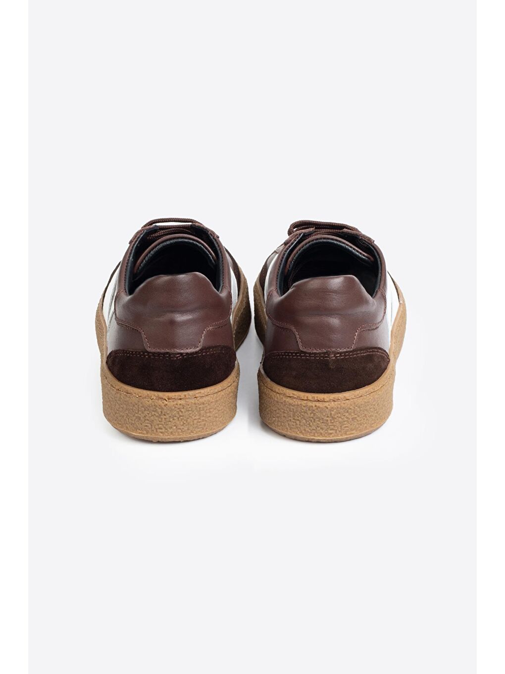 Kahverengi Şerit Detaylı Klasik Deri Spor Ayakkabı-2