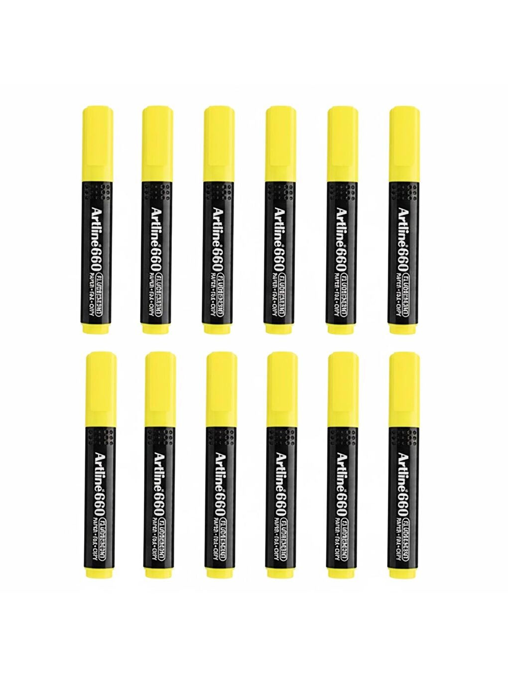 Fosforlu Kalem Kesik Uç Neon Renkler Sarı 12 Adet