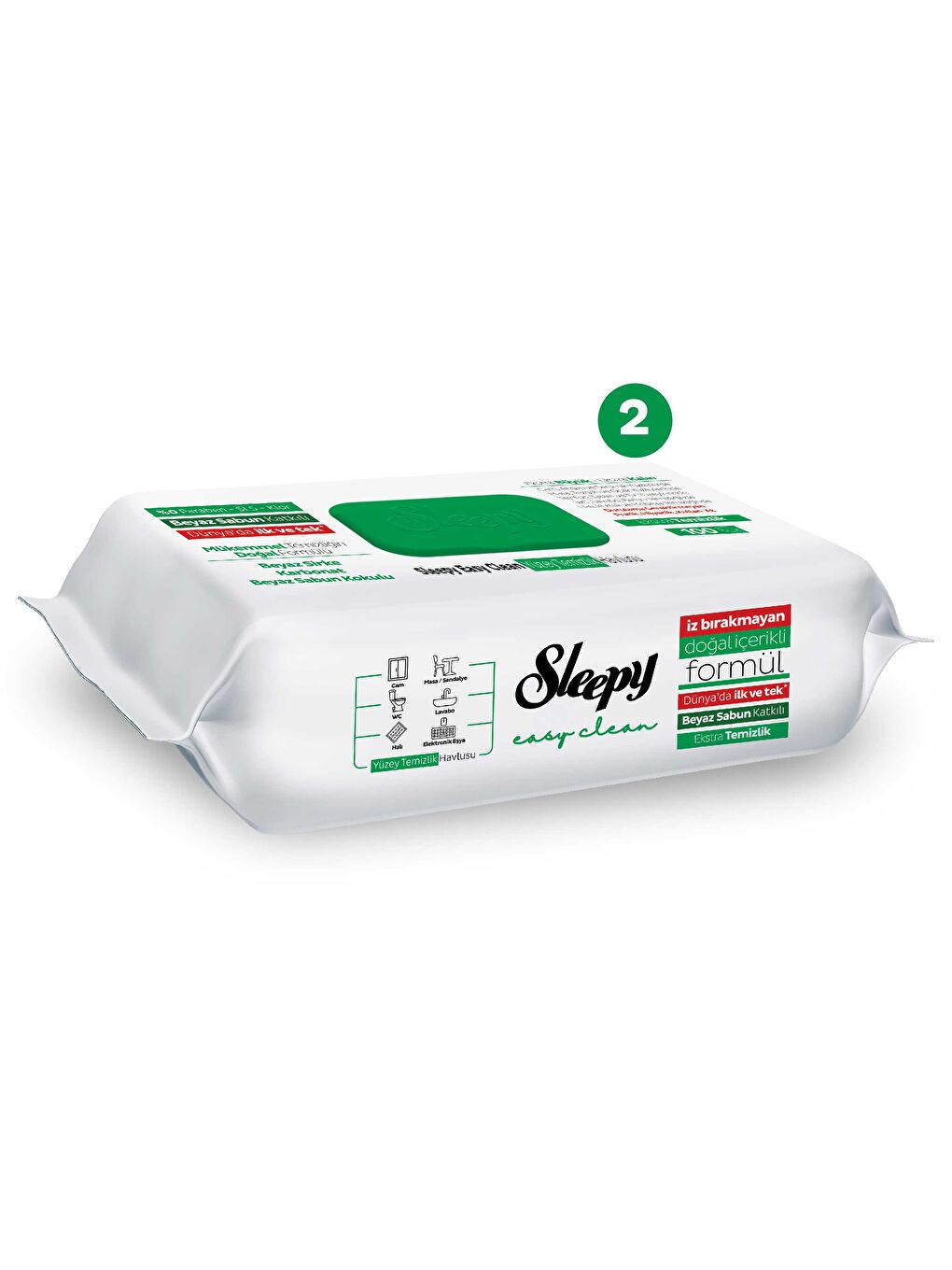 Easy Clean Beyaz Sabun Katkılı Yüzey Temizlik Havlusu&Mendili 2x100 (200 Yaprak)-2