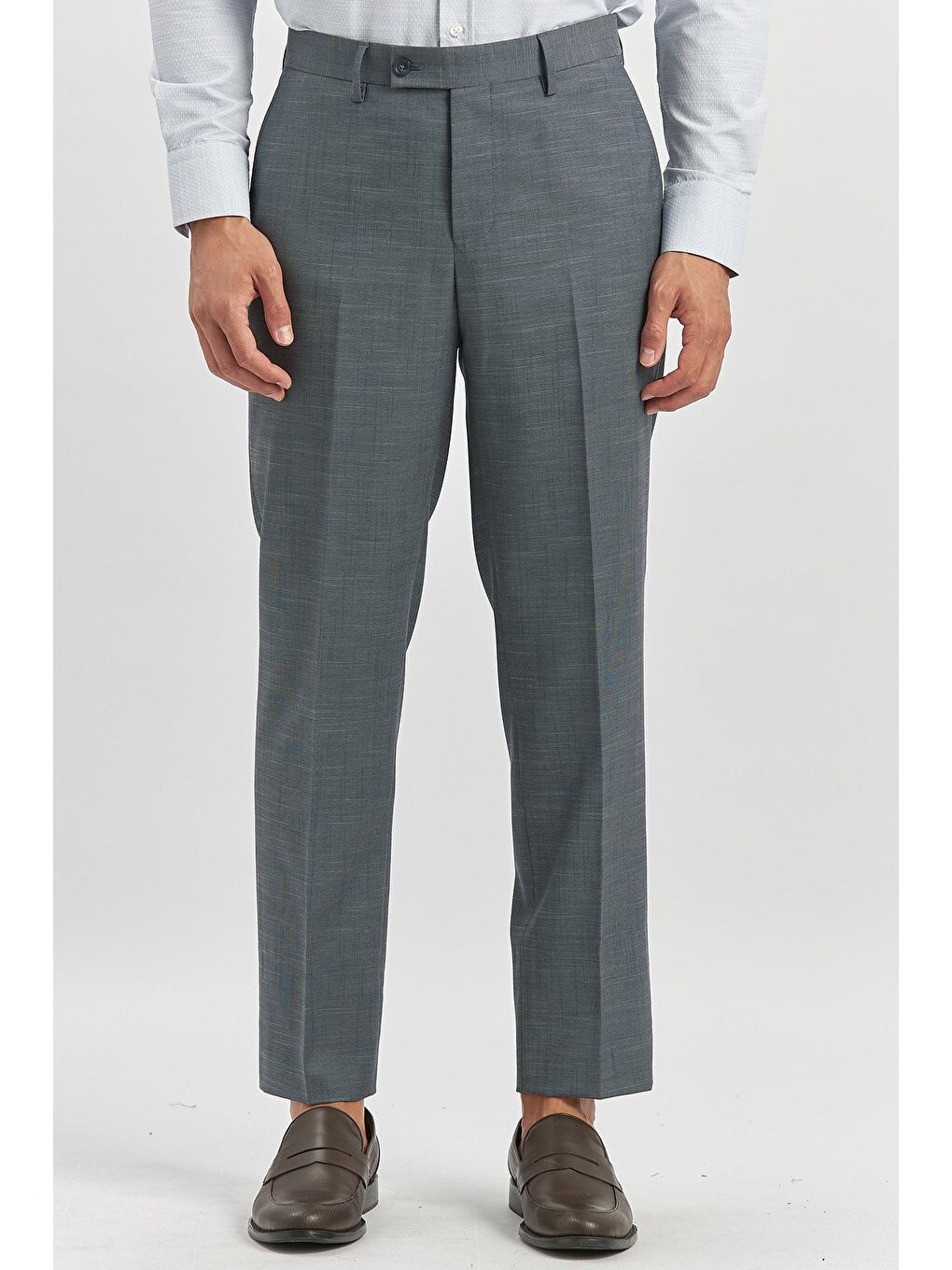 Lacivert Kendinden Desenli Bez Ayağı Comfort Fit Classic Pantolon 1003240163