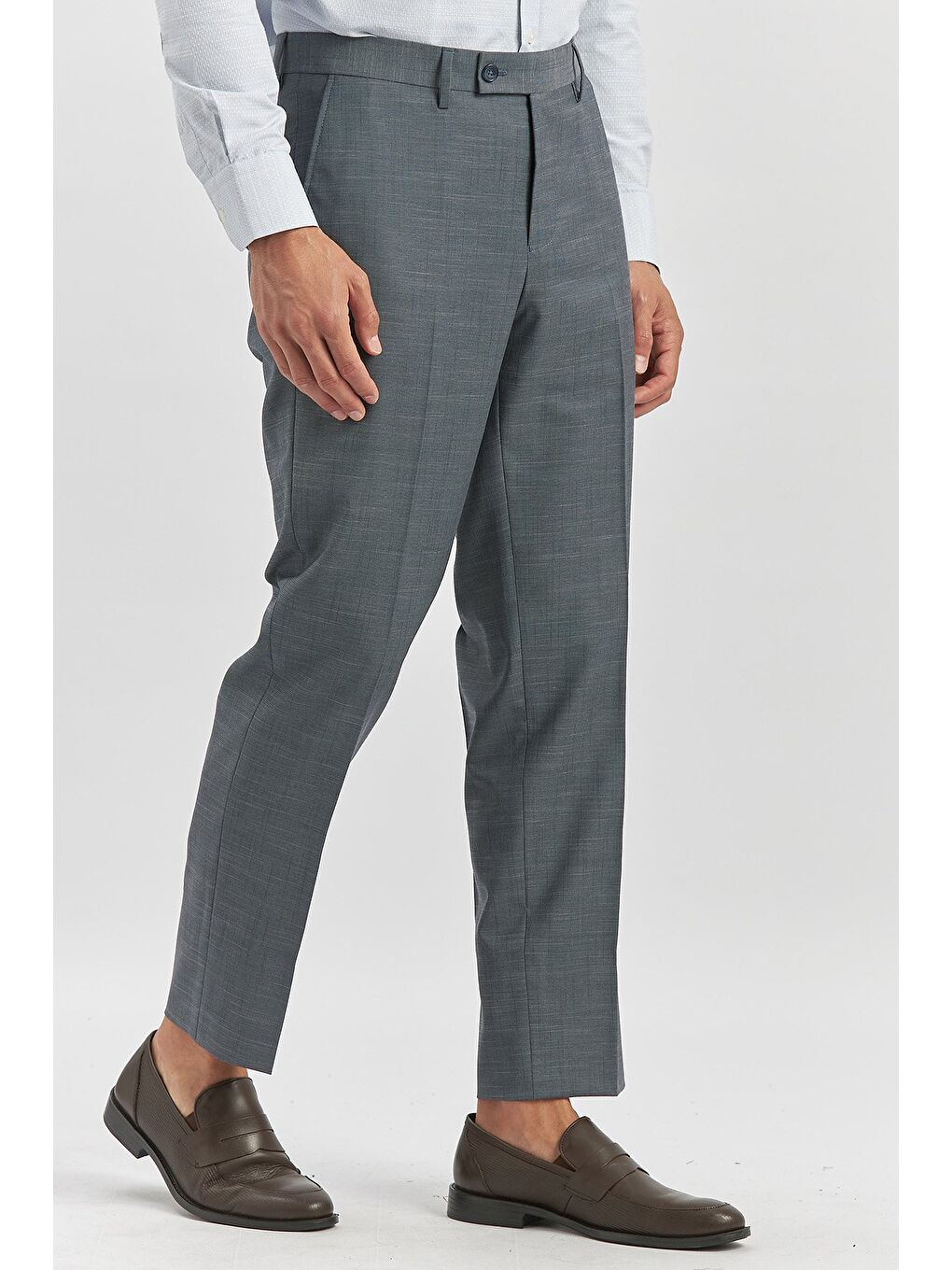 Lacivert Kendinden Desenli Bez Ayağı Comfort Fit Classic Pantolon 1003240163-1