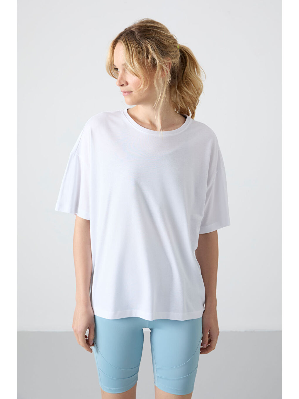 Oversize Fit Basic O Yaka 3lü Paket Beyaz Kadın T-Shirt  97285-2