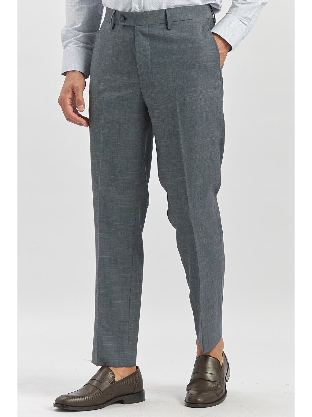 Lacivert Kendinden Desenli Bez Ayağı Comfort Fit Classic Pantolon 1003240163-2