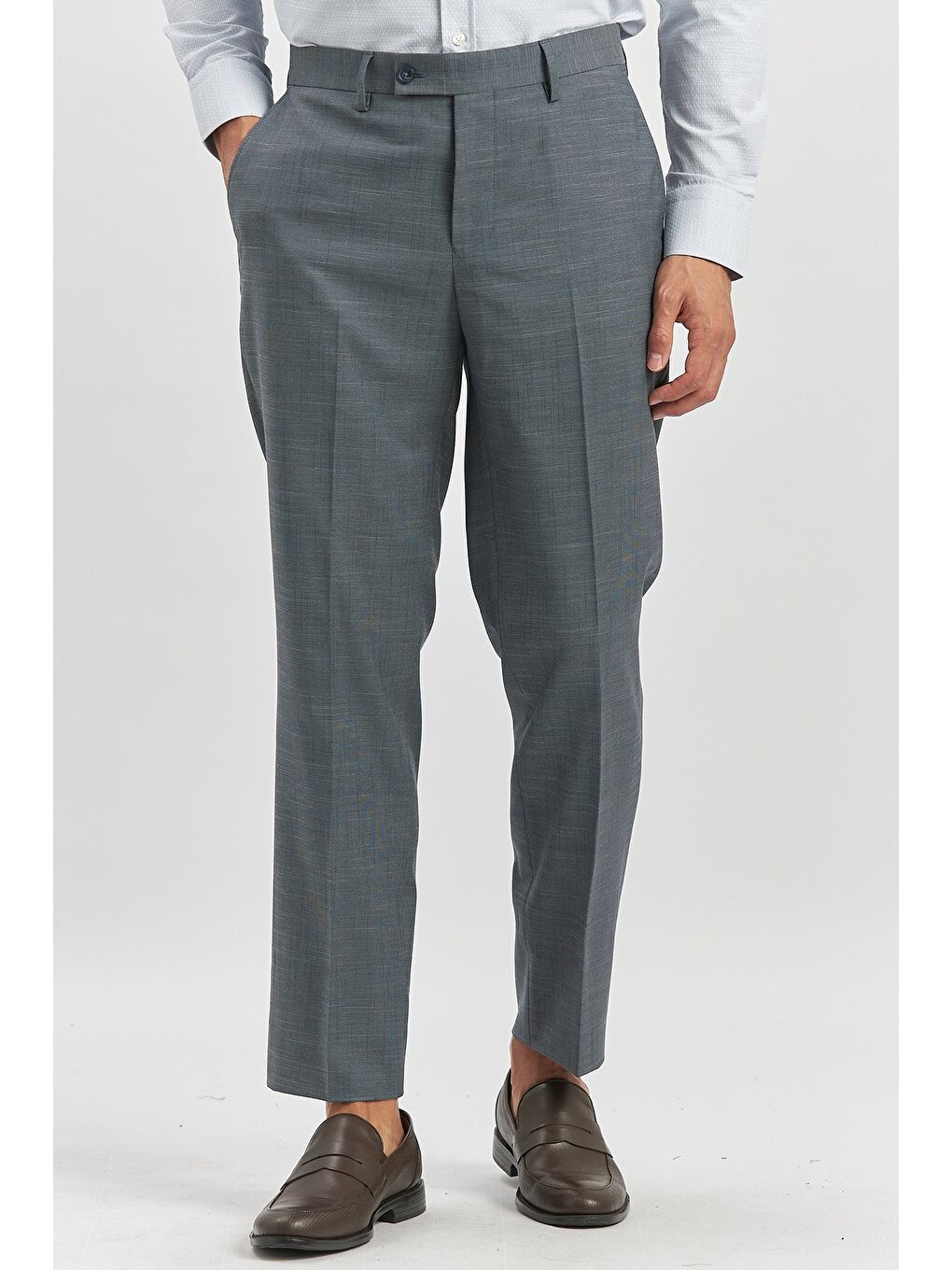 Lacivert Kendinden Desenli Bez Ayağı Comfort Fit Classic Pantolon 1003240163-3