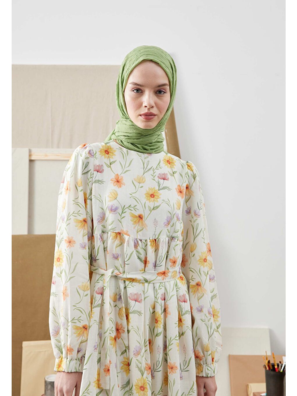 Yeşil Bambu Şal Yaprak-2