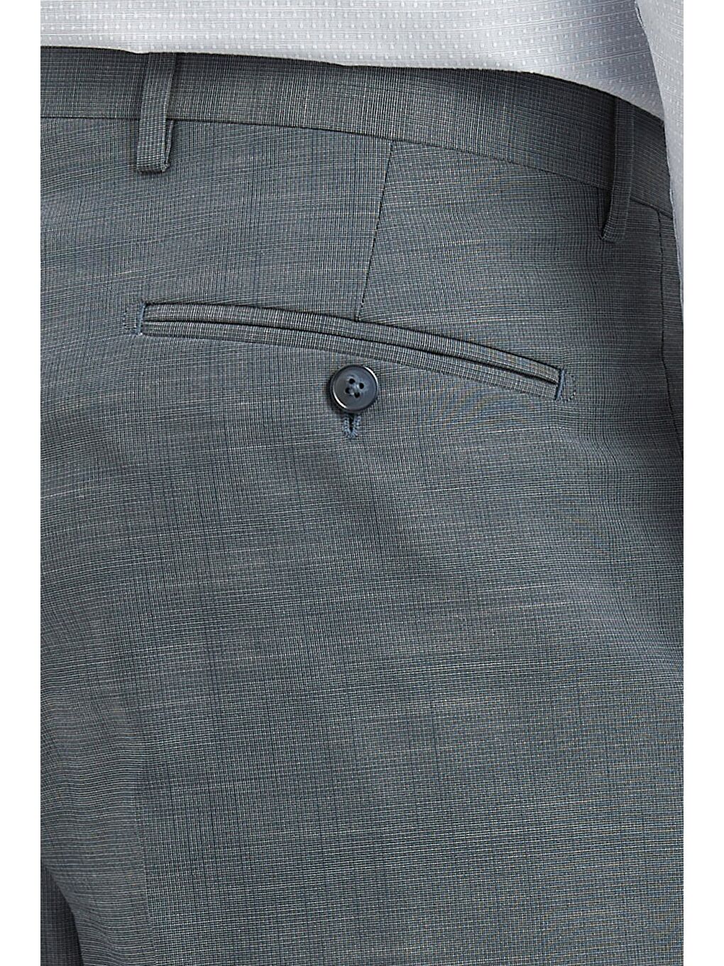 Lacivert Kendinden Desenli Bez Ayağı Comfort Fit Classic Pantolon 1003240163-5