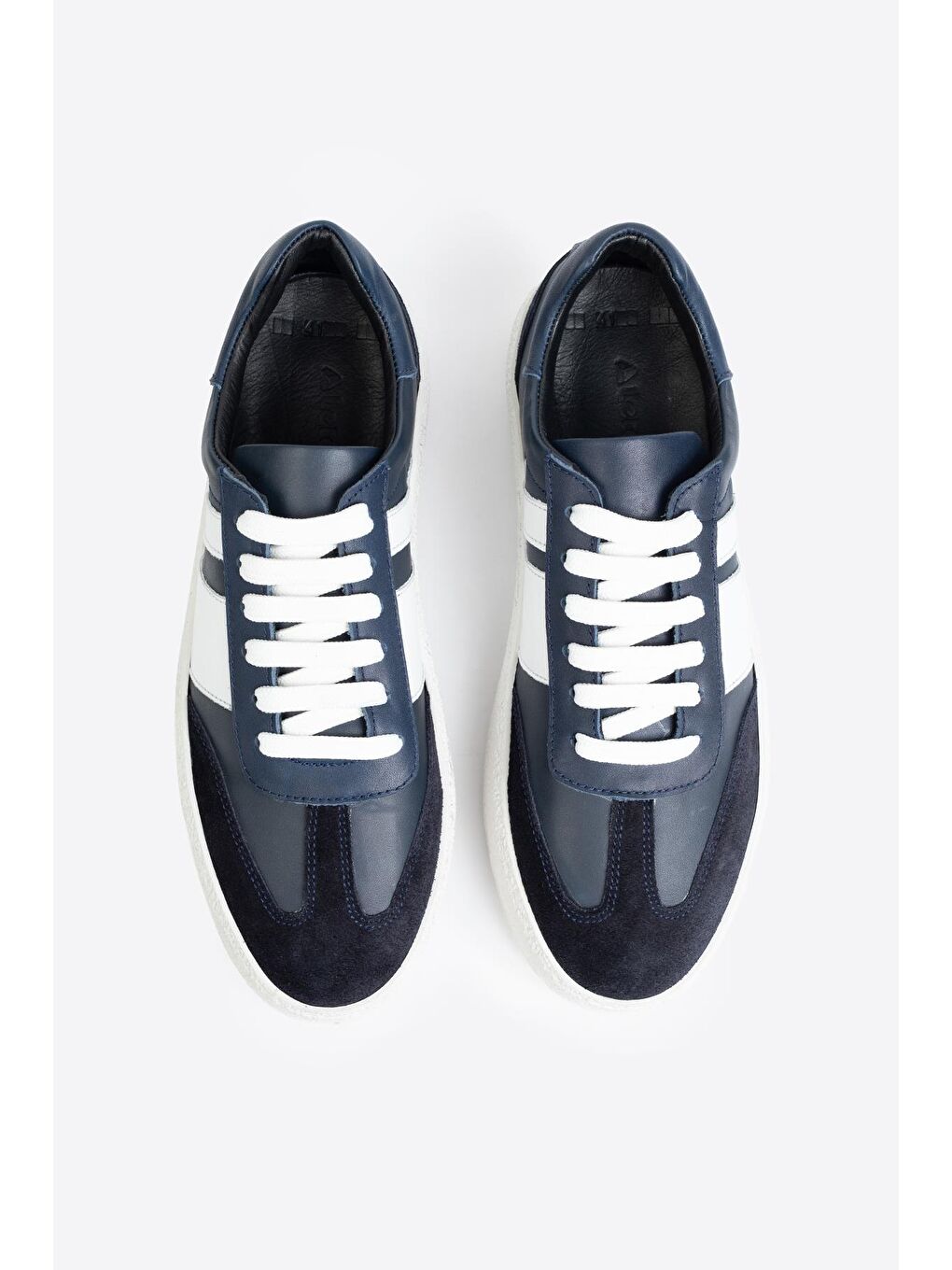 Lacivert Şerit Detaylı Klasik Deri Spor Ayakkabı-5