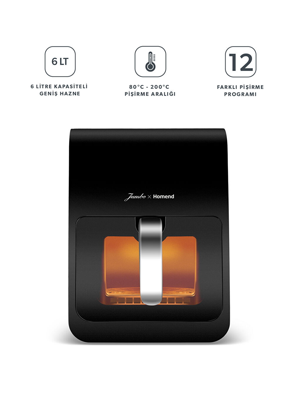 Jumbo x Airfryday 2507H 12 Farklı Program Dokunmatik Ekran Buhar Fonksiyonlu Airfryer 6L