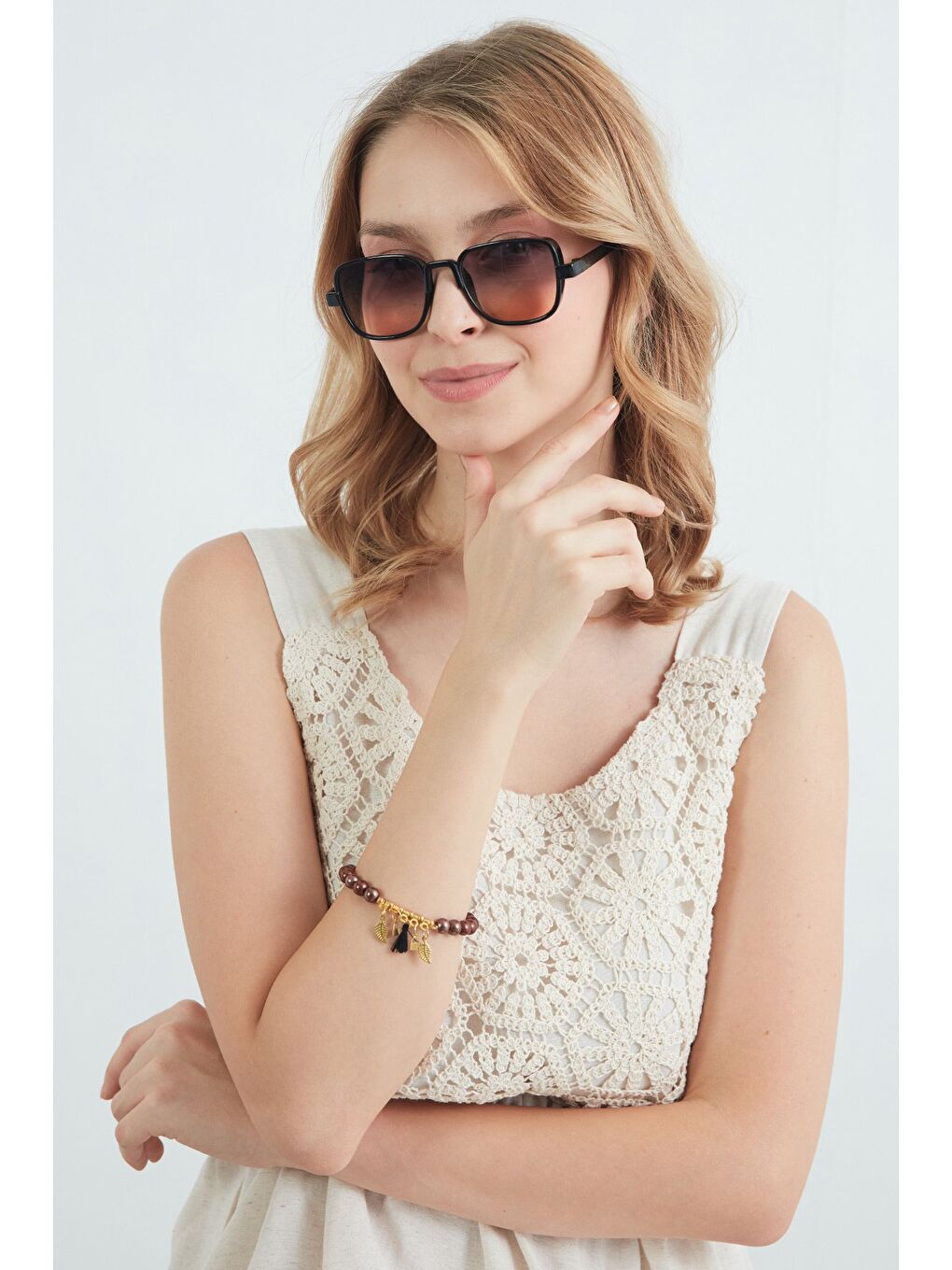 Sarı Kare Kemik Çerçeveli Güneş Gözlüğü