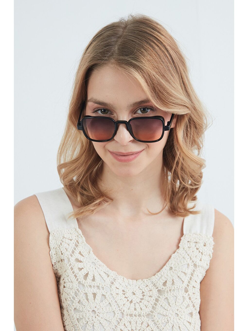 Sarı Kare Kemik Çerçeveli Güneş Gözlüğü-1