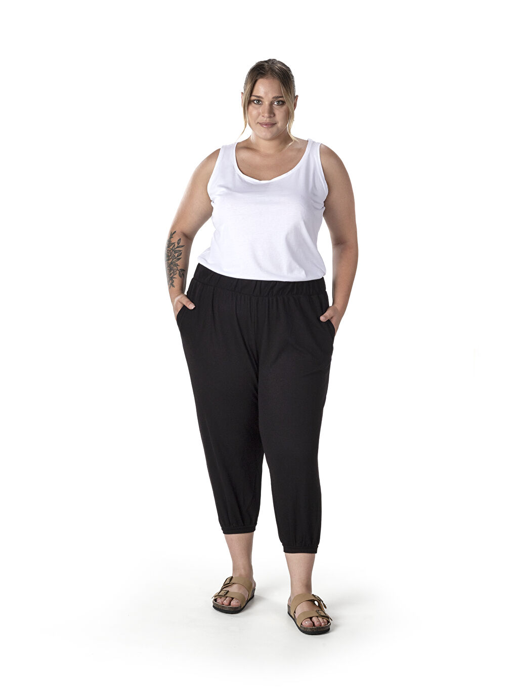 Beyaz Büyük Beden Sıfır Kol Basic Atlet 1097164