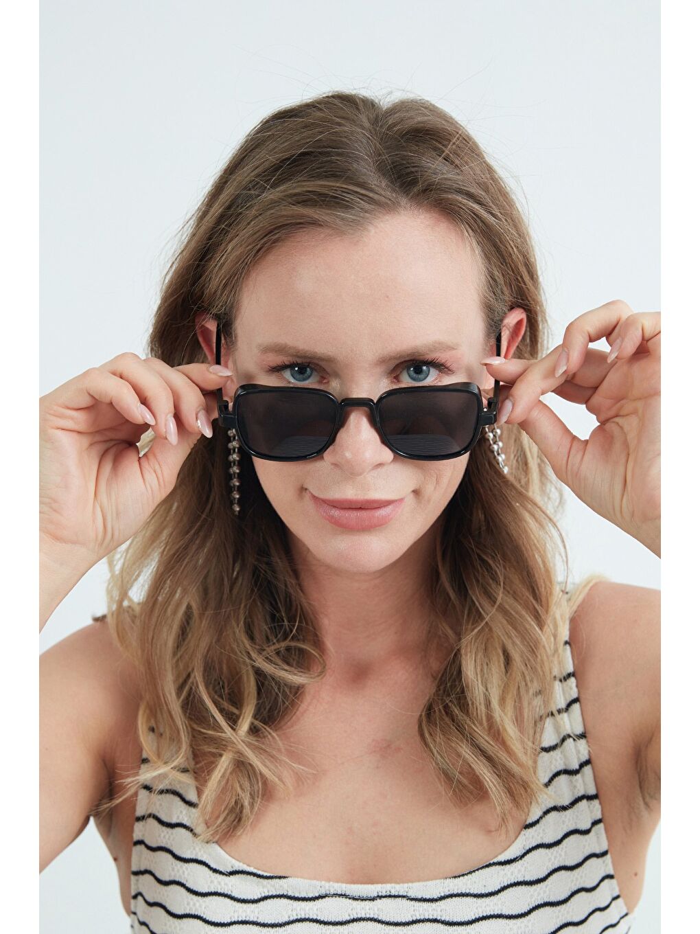 Siyah Kare Kemik Çerçeveli Güneş Gözlüğü-3