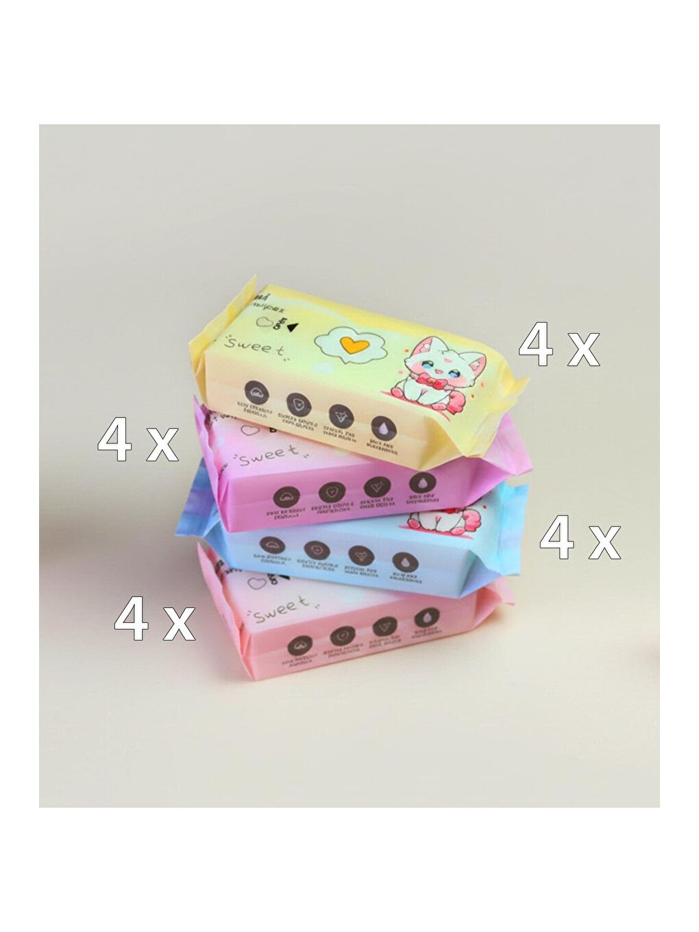 Figürlü Kompakt Mini Islak Mendil Paketi - 16'lı-4