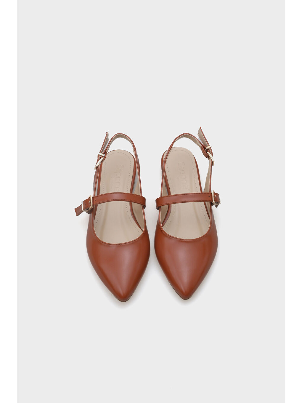 Kahverengi Anna Arkası Açık Bantlı Toka Detaylı Sivri Burunlu Kadın Babet-5