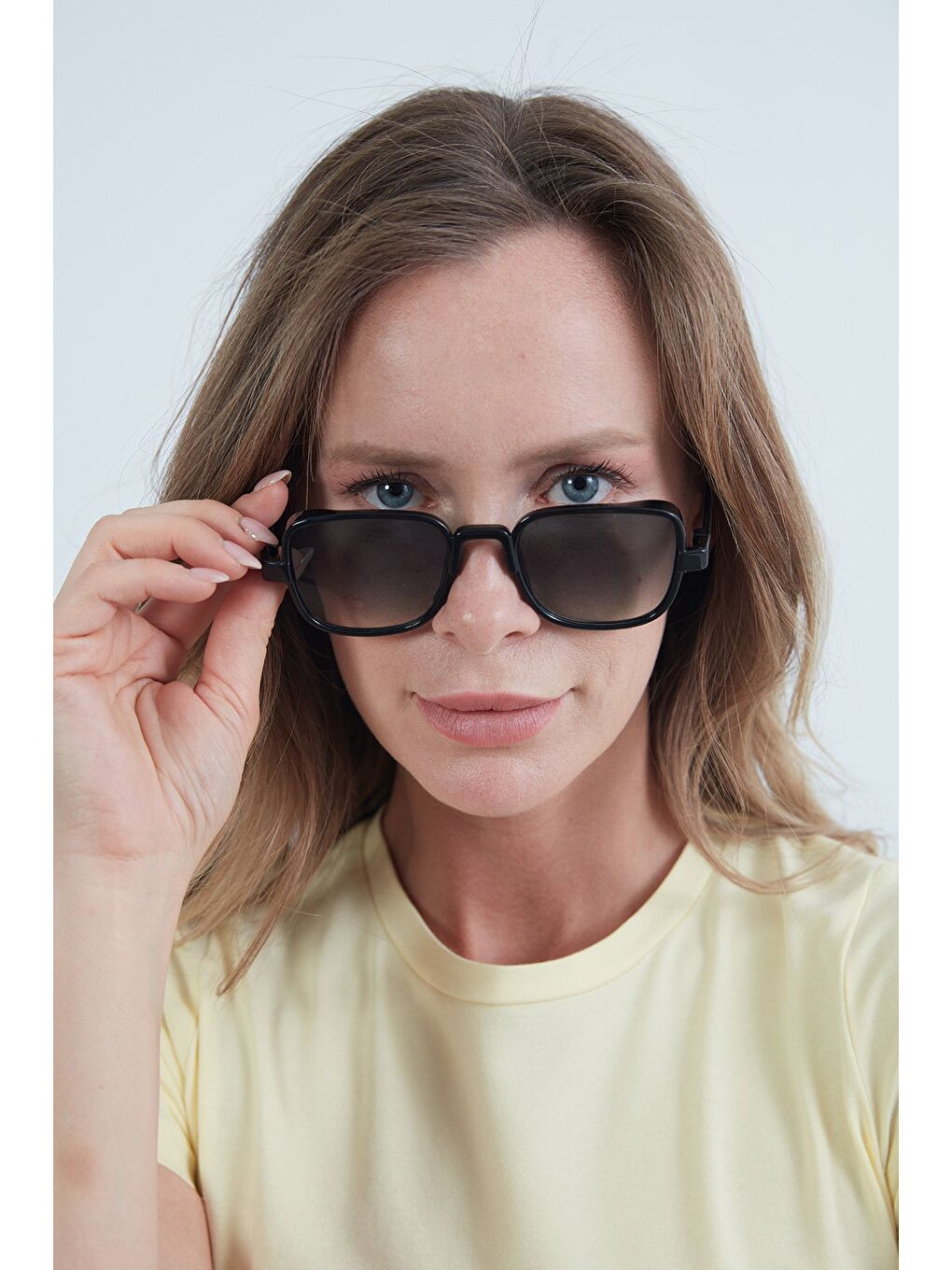 Yeşil Kare Kemik Çerçeveli Güneş Gözlüğü-3