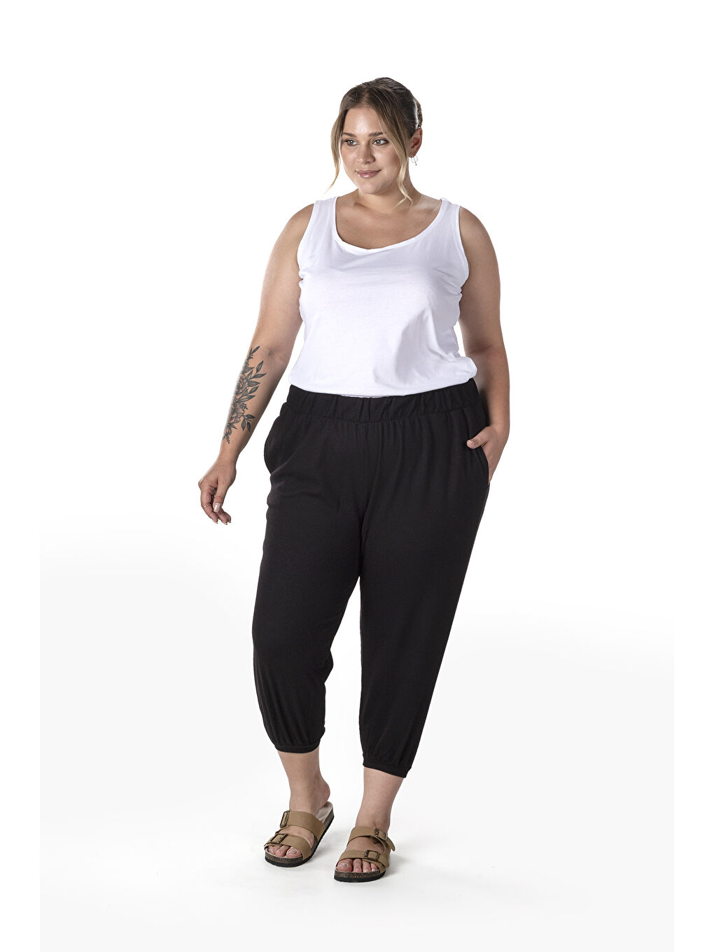 Beyaz Büyük Beden Sıfır Kol Basic Atlet 1097164-2