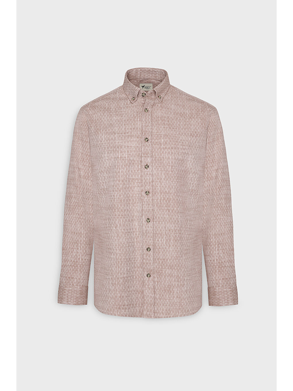 Erkek Kahverengi Slim Fit Dar Kesim %100 Pamuk Armürlü Düğmeli Yaka Casual Gömlek-7