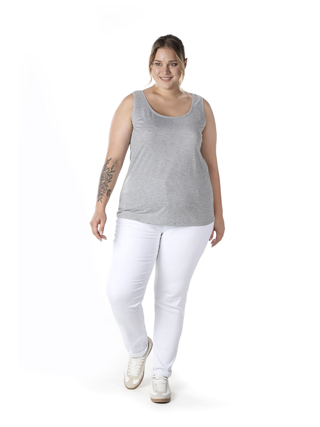 Gri Büyük Beden Sıfır Kol Basic Atlet 1097164-3