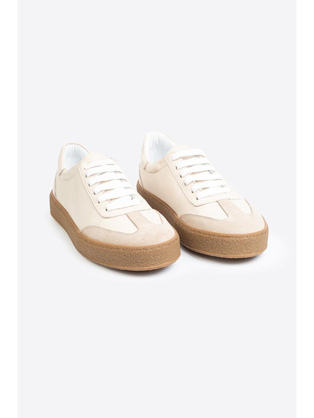 Bej Erkek Hakiki Deri Günlük Sneaker – Casual Ayakkabı-1