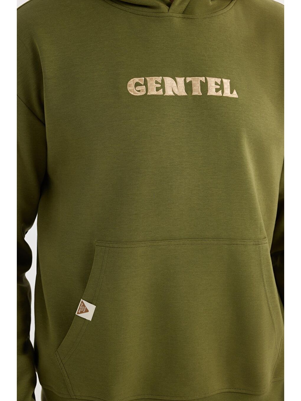 Erkek Oversize Geniş Kesim Pamuklu Baskılı Yeşil Kapüşonlu Sweatshirt-2