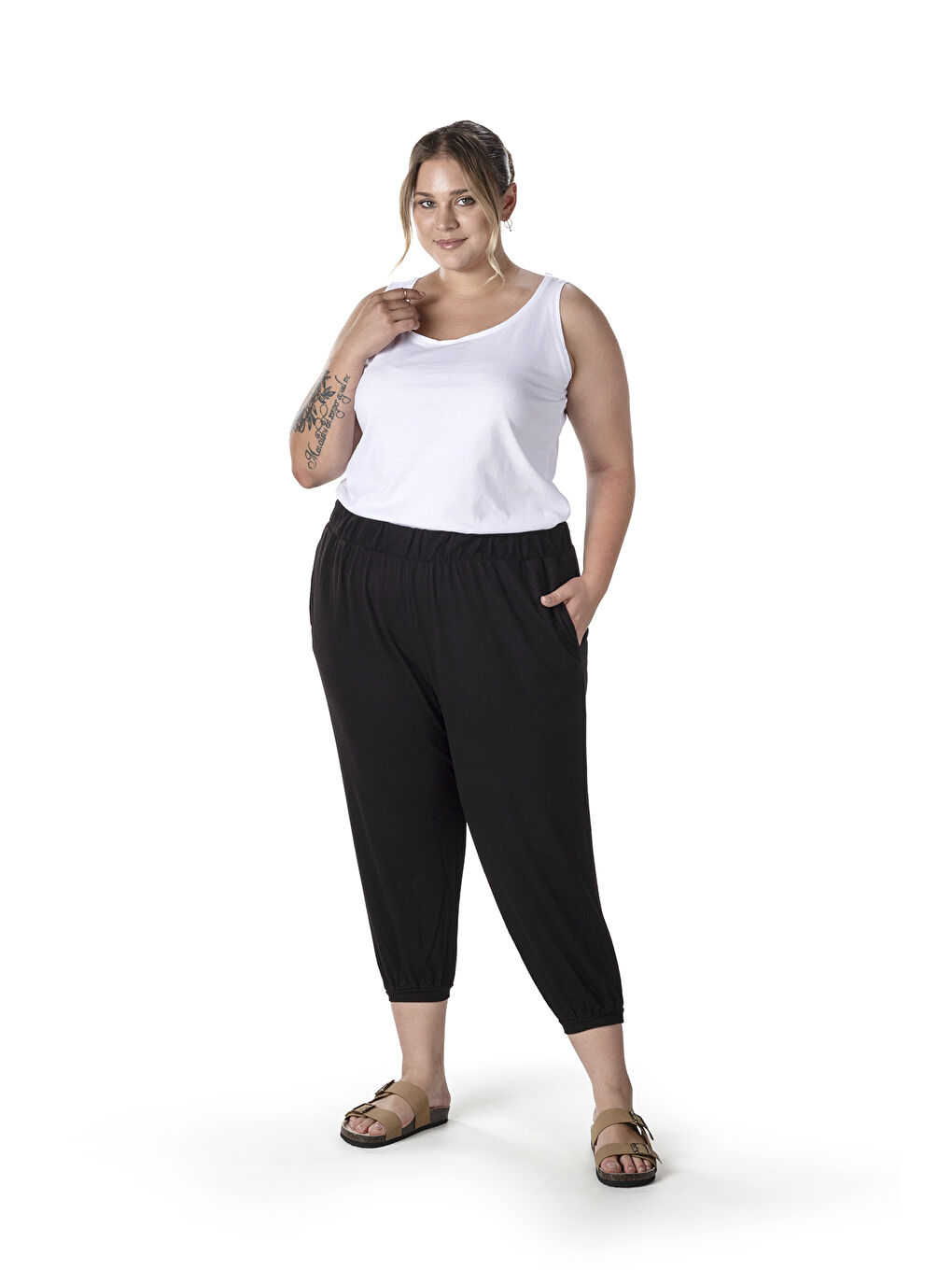 Beyaz Büyük Beden Sıfır Kol Basic Atlet 1097164-3