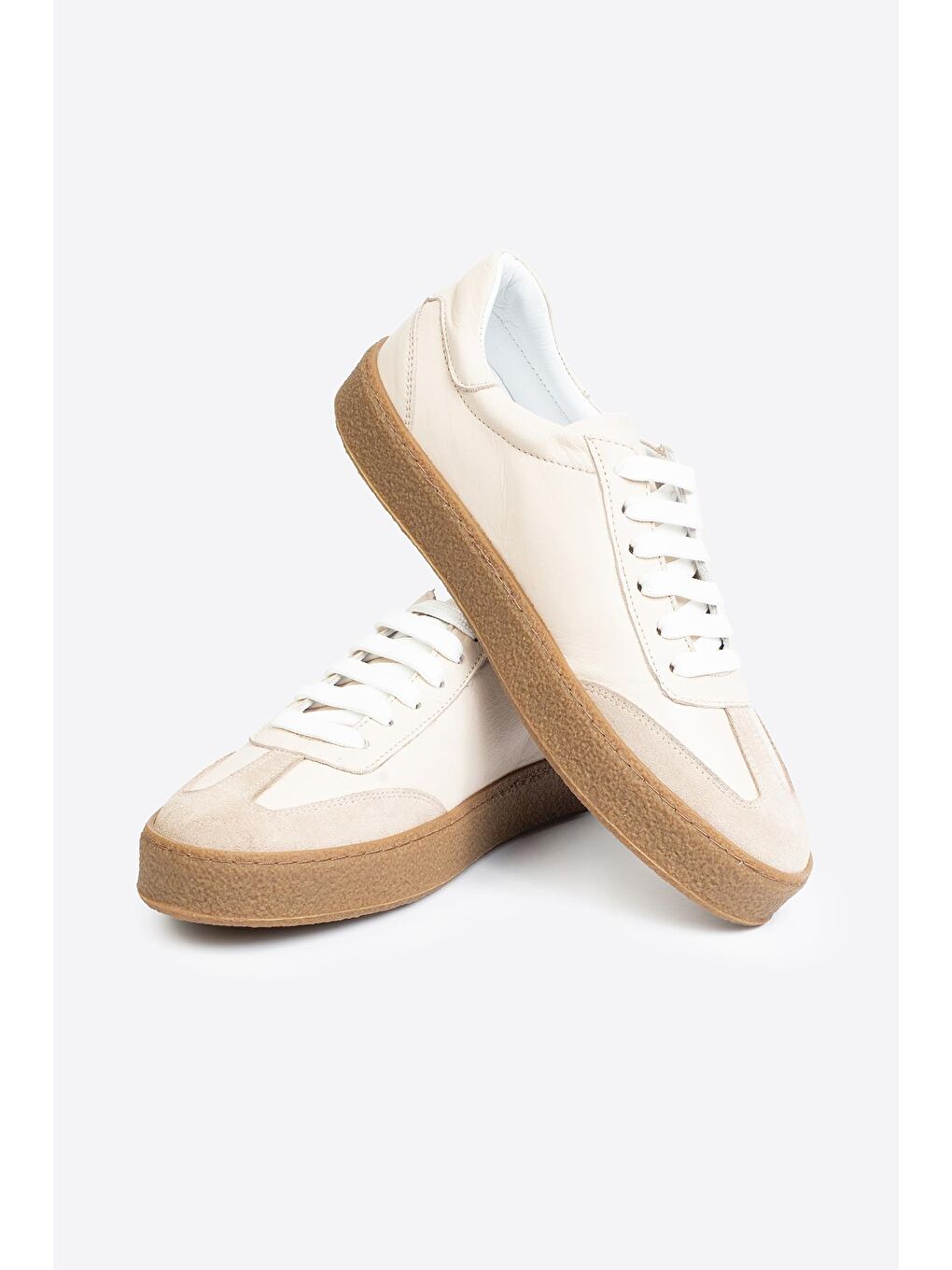 Bej Erkek Hakiki Deri Günlük Sneaker – Casual Ayakkabı-4