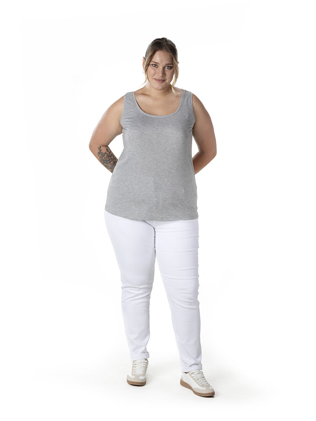Gri Büyük Beden Sıfır Kol Basic Atlet 1097164-4
