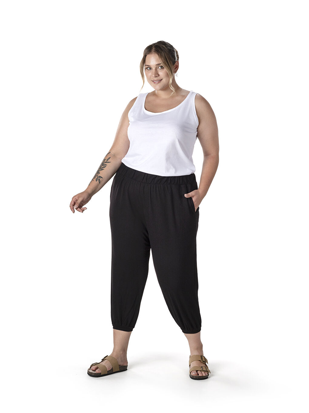 Beyaz Büyük Beden Sıfır Kol Basic Atlet 1097164-4