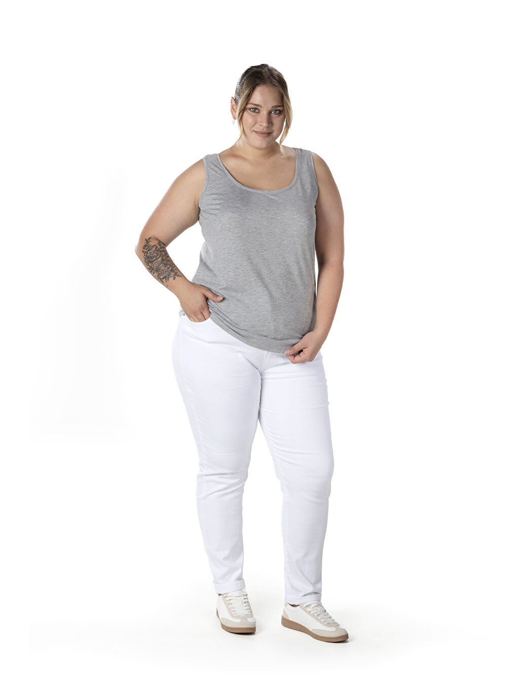 Gri Büyük Beden Sıfır Kol Basic Atlet 1097164-5