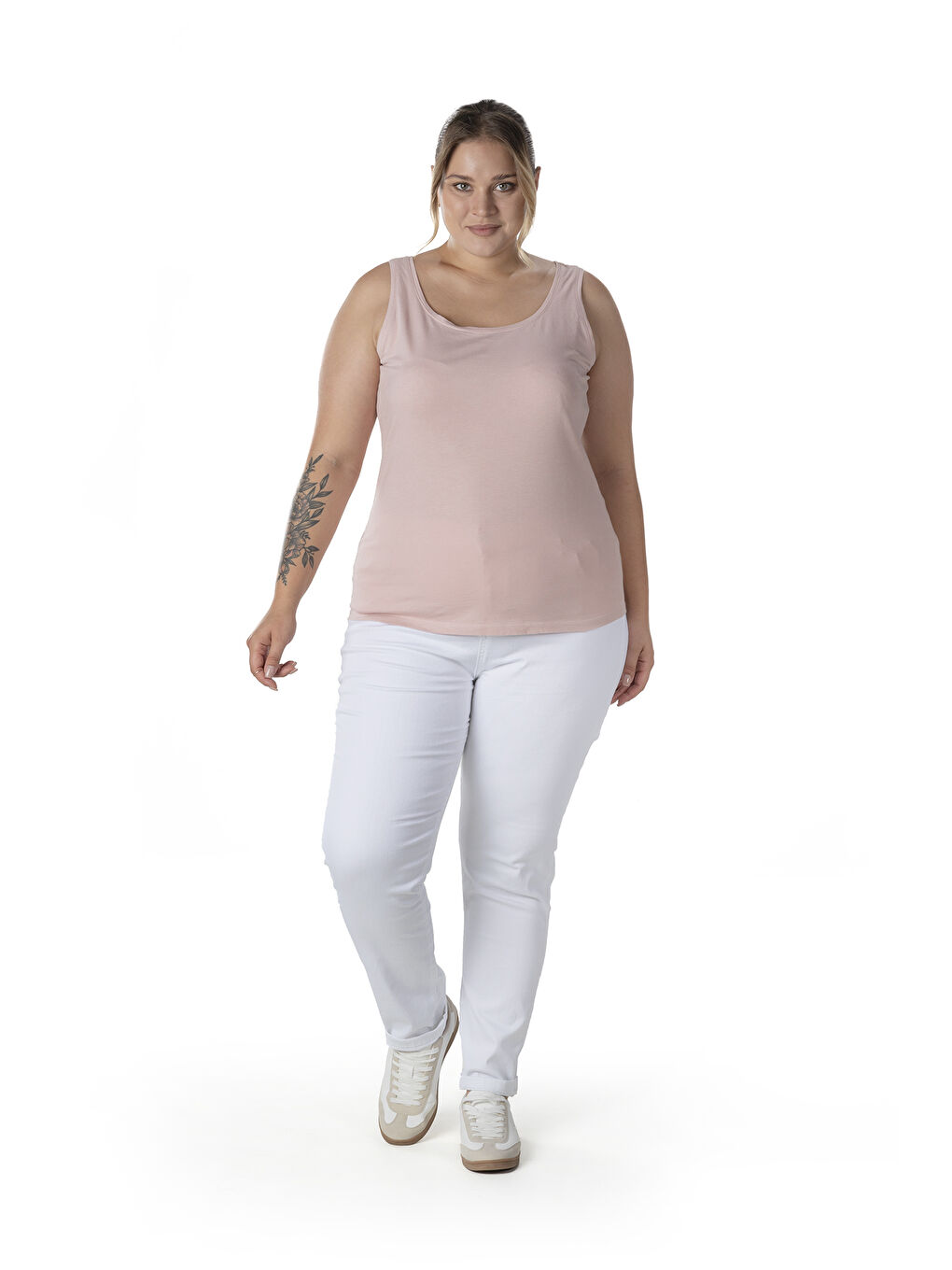 Pembe Büyük Beden Sıfır Kol Basic Atlet 1097164-1