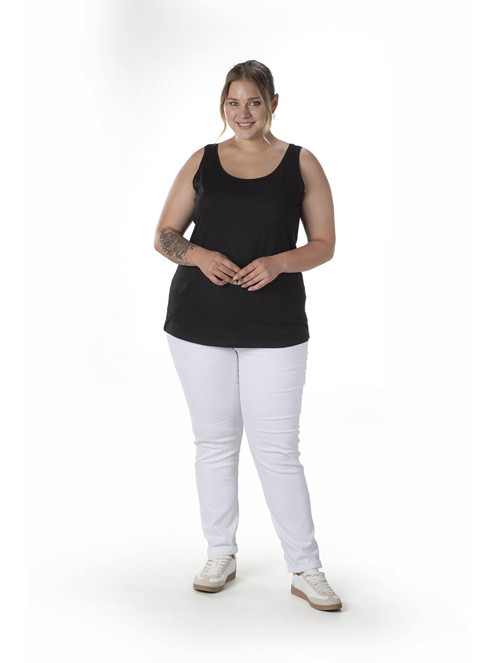 Siyah Büyük Beden Sıfır Kol Basic Atlet 1097164-4