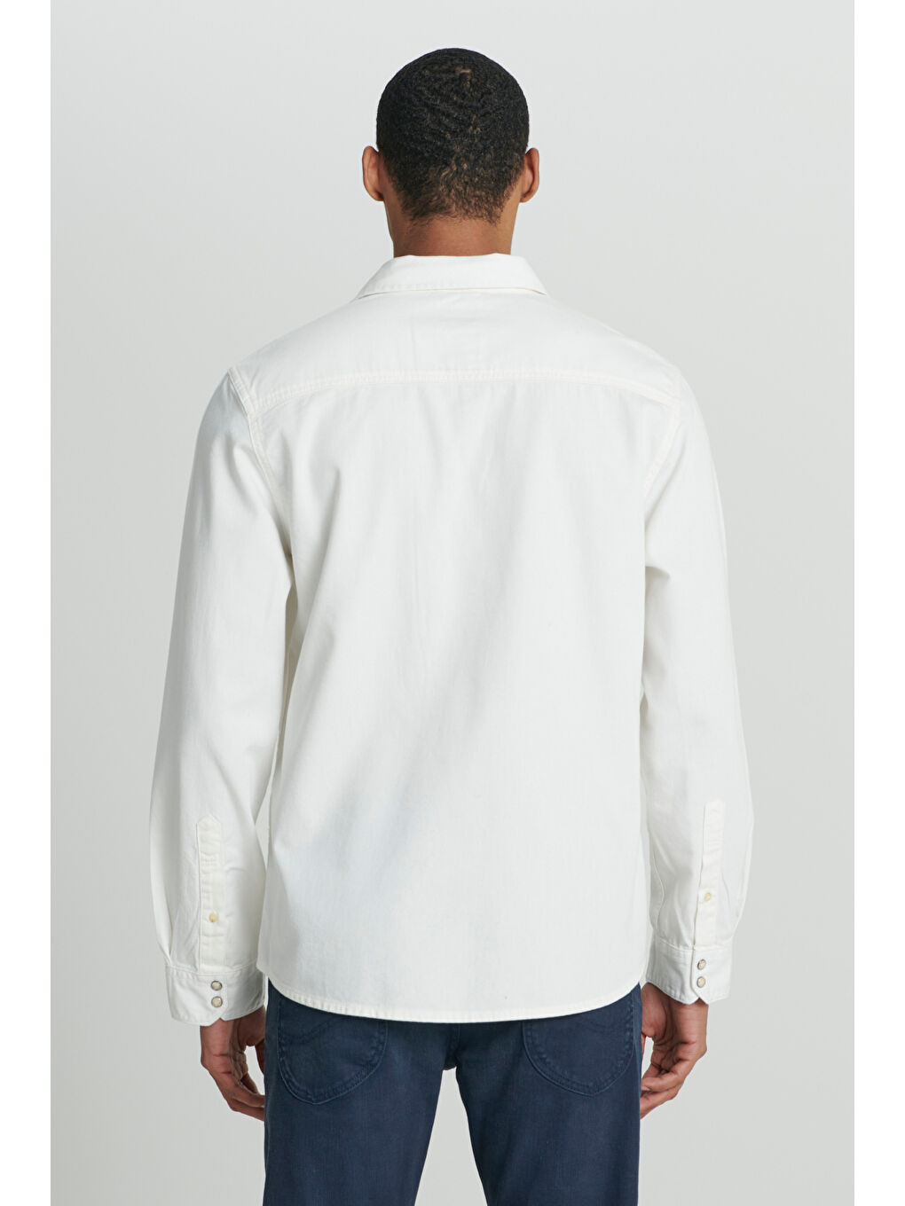 Regular Fit Normal Kesim %100 Pamuk Kırık Beyaz Uzun Kollu Gömlek-5