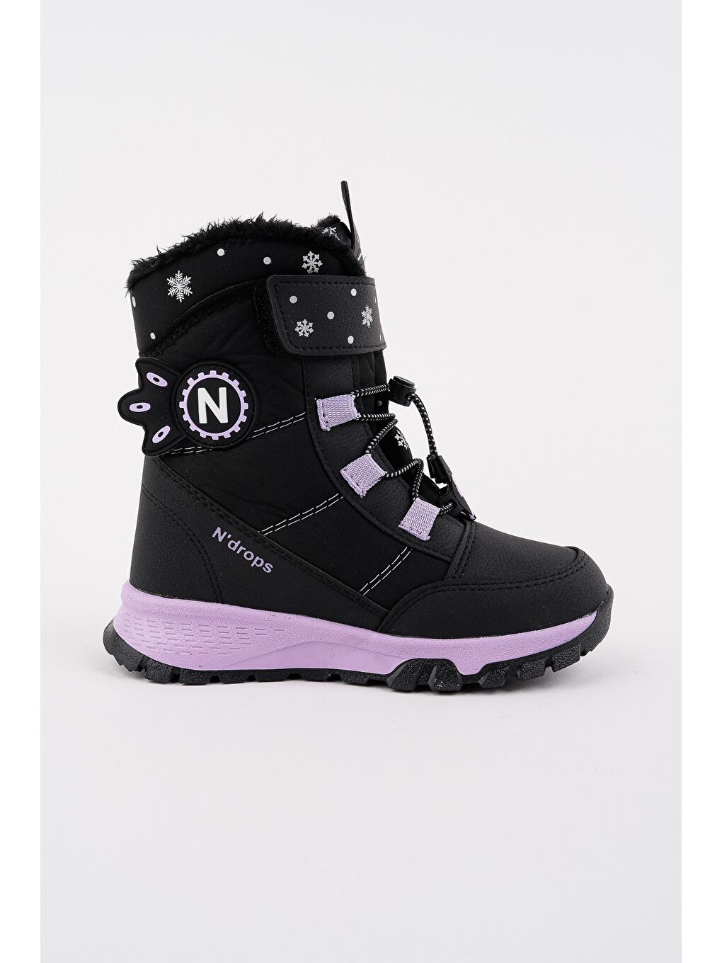 Siyah TWİNKLE İçi Kürklü Bağcıklı ve Cırtlı Kız Çocuk Bot-2