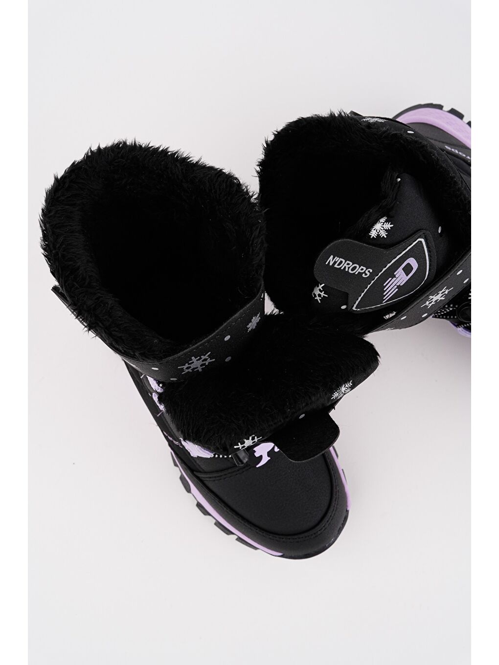 Siyah TWİNKLE İçi Kürklü Bağcıklı ve Cırtlı Kız Çocuk Bot-3