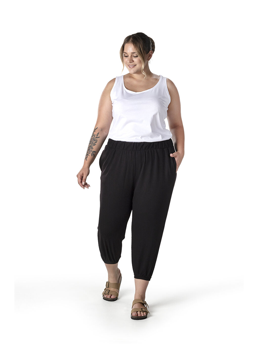 Beyaz Büyük Beden Sıfır Kol Basic Atlet 1097164-7