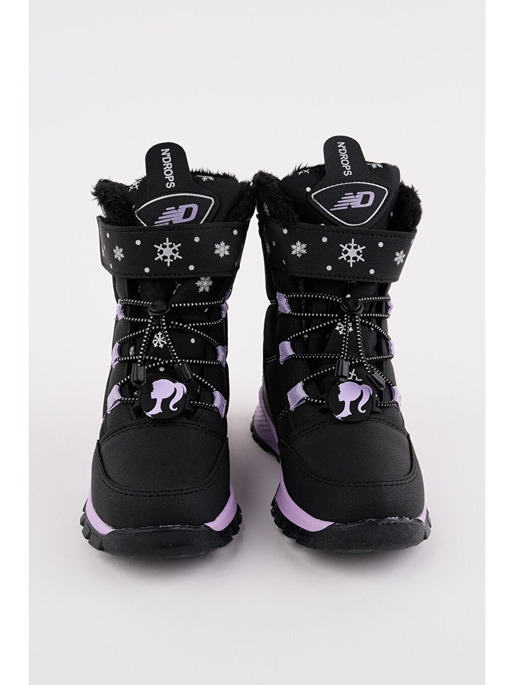 Siyah TWİNKLE İçi Kürklü Bağcıklı ve Cırtlı Kız Çocuk Bot-4