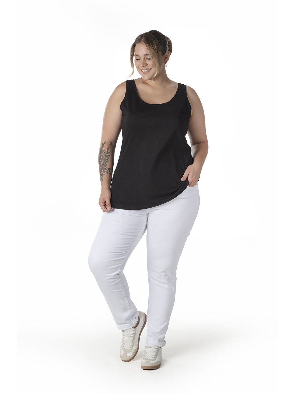 Siyah Büyük Beden Sıfır Kol Basic Atlet 1097164-7