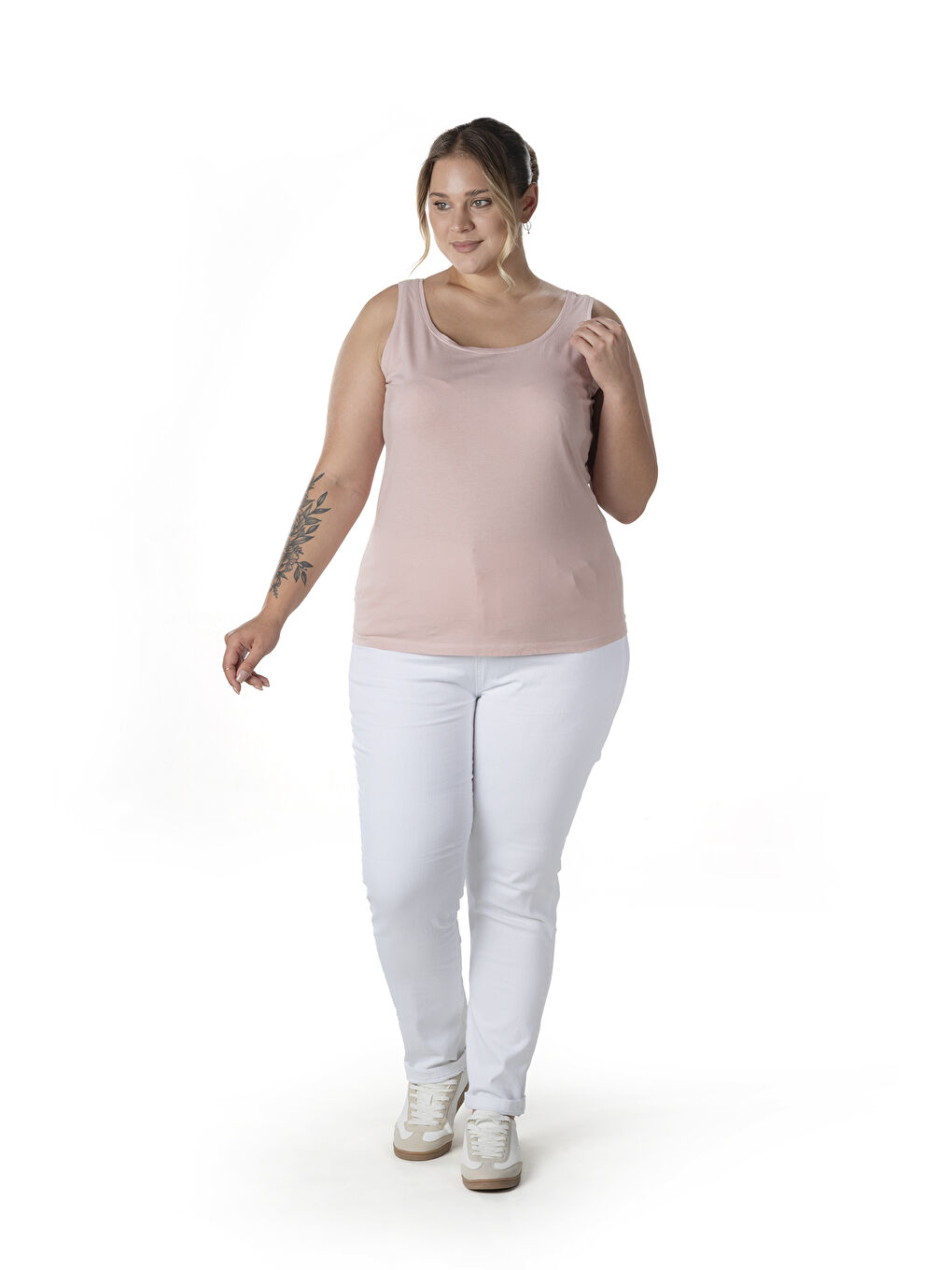 Pembe Büyük Beden Sıfır Kol Basic Atlet 1097164-4