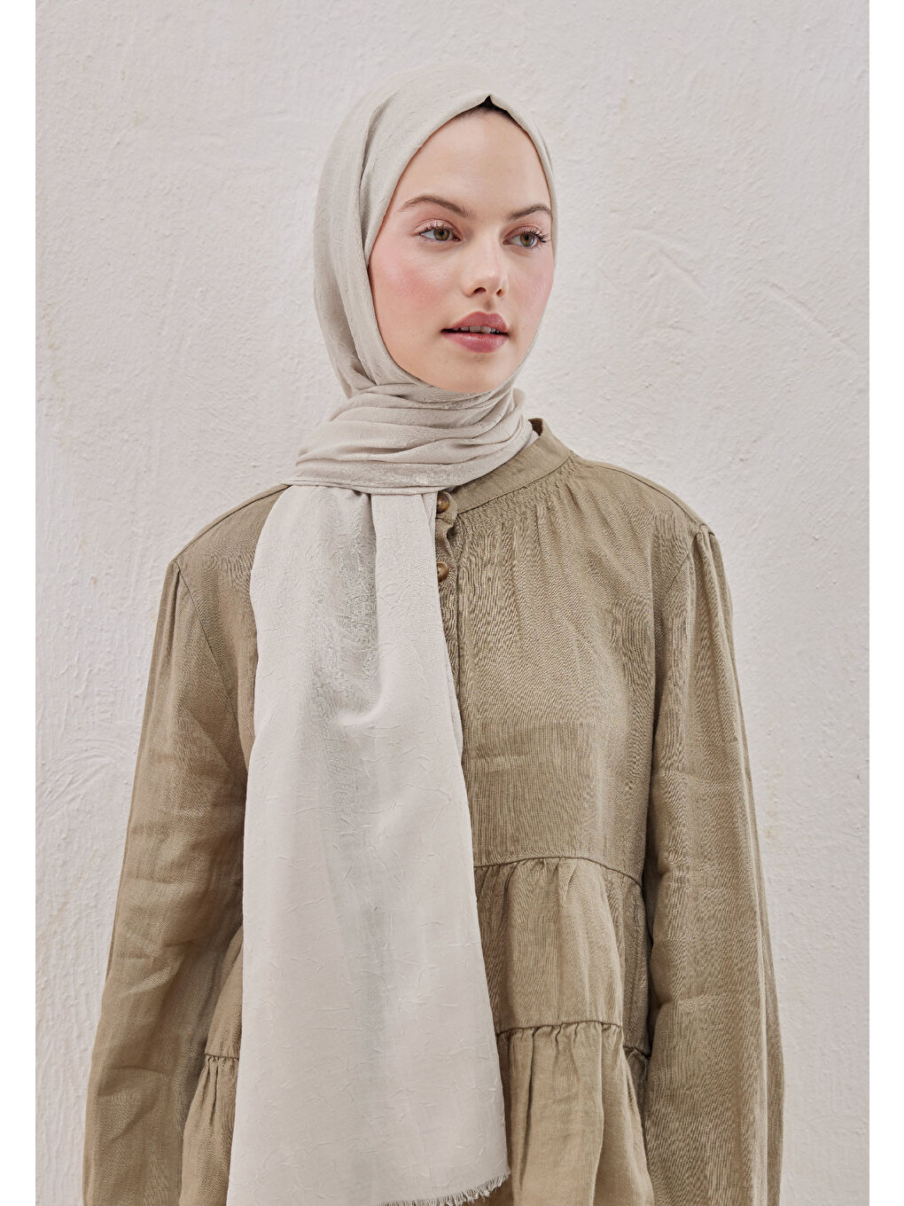 Bej Bambu Şal Fildişi