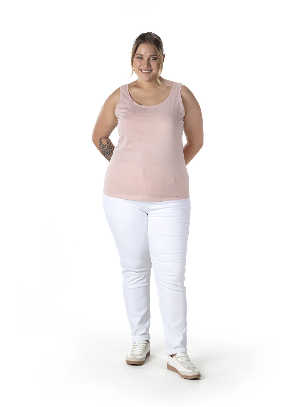 Pembe Büyük Beden Sıfır Kol Basic Atlet 1097164-5