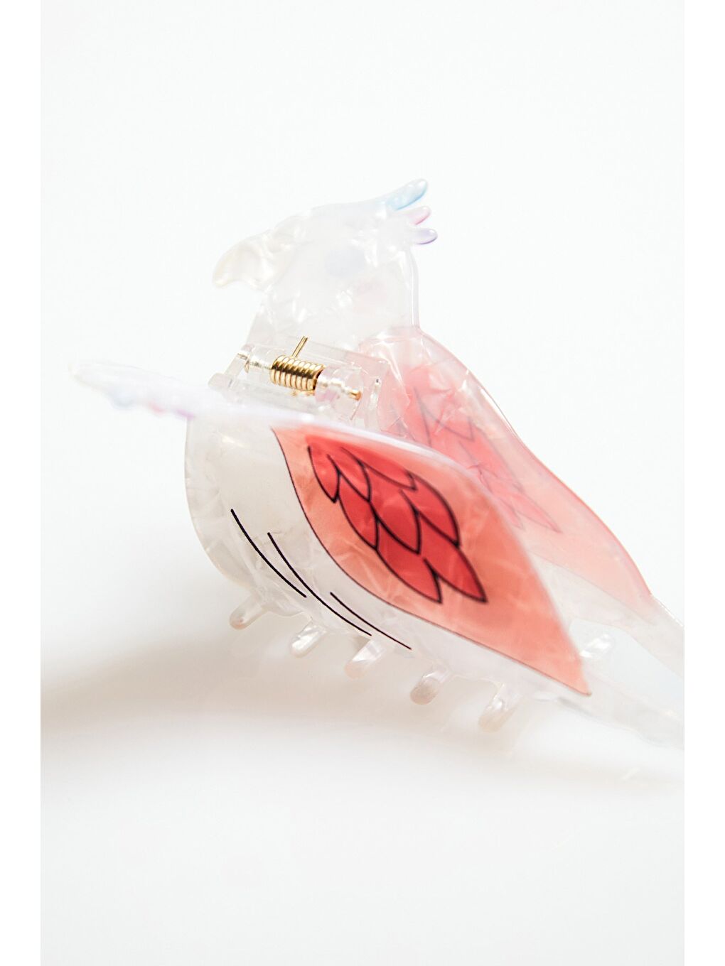 Turuncu Papağan Figürlü Kemik Mandal Toka-1