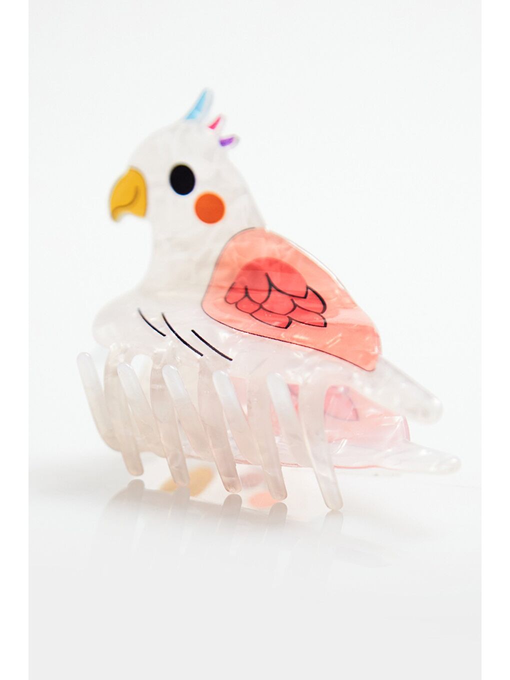 Turuncu Papağan Figürlü Kemik Mandal Toka-2