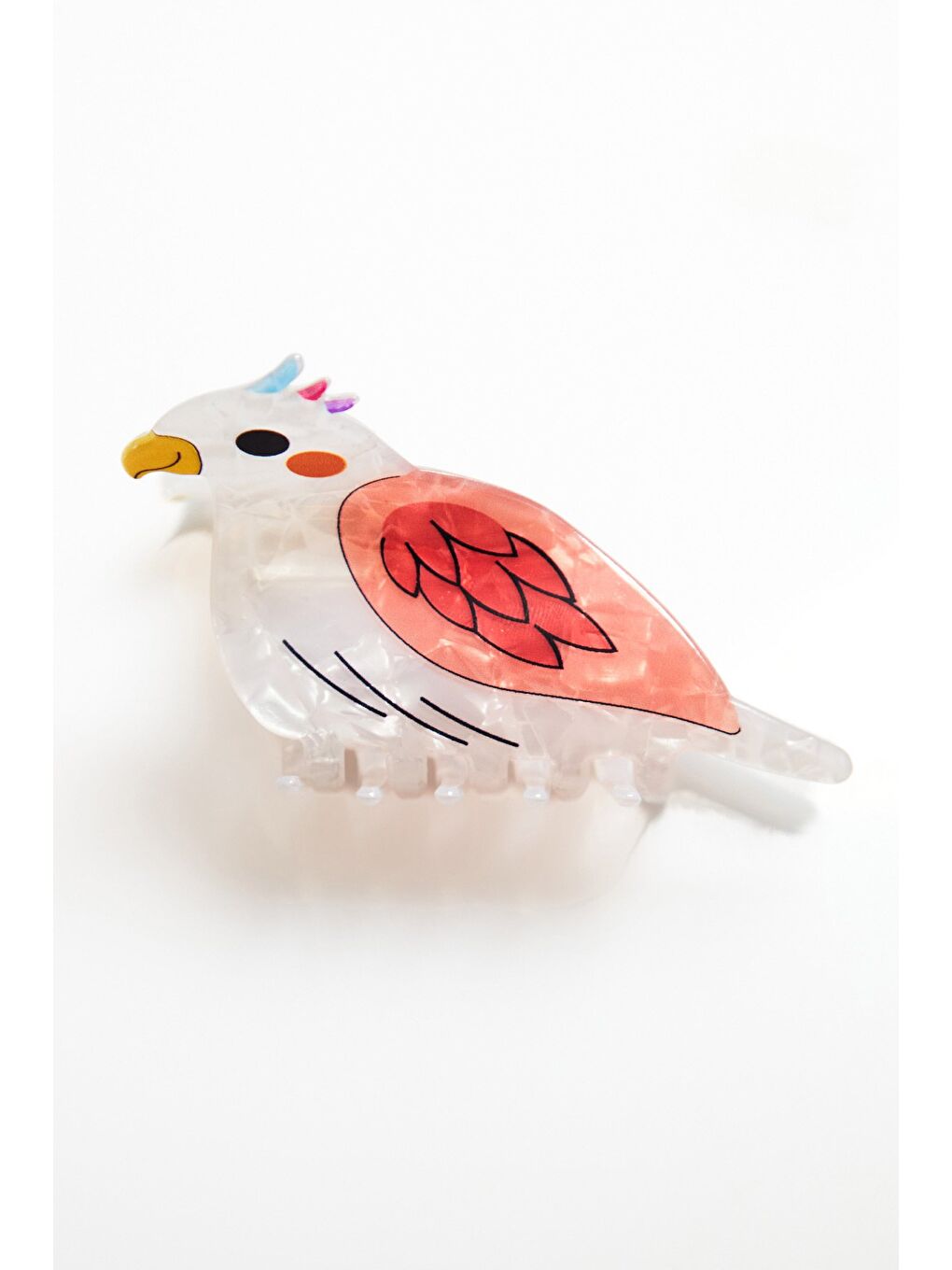 Turuncu Papağan Figürlü Kemik Mandal Toka-3