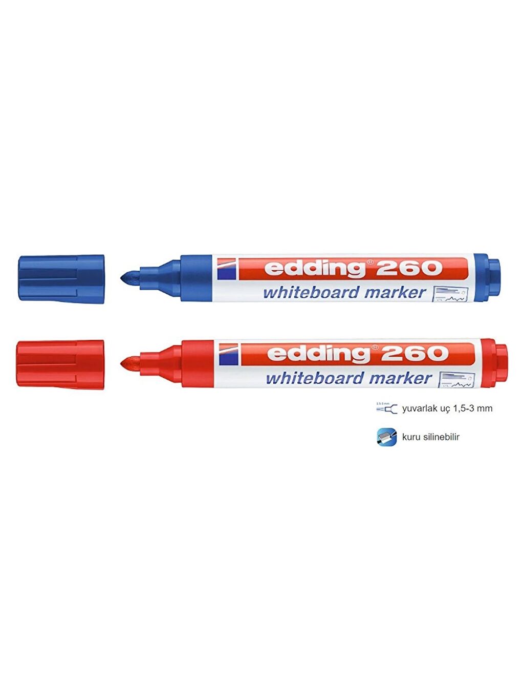 Edding 260 Yazı Tahtası Kalemi Kırmızı Mavi