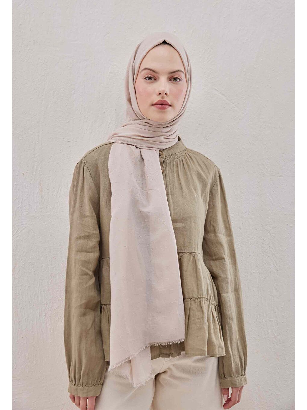 Bej Bambu Şal Fildişi-2